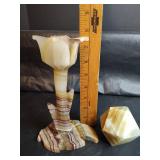 Mexican Onyx Flower Candleholder and Paper Weight from Mexico