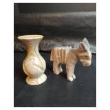 Carved Onyx Donkey and Vase from Mexico
