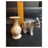 Carved Onyx Donkey and Vase from Mexico