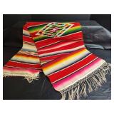 Mexican Serape Blanket with Fringe, 58x17