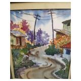 Original Watercolor Country Road Scene by Jorge Duarte, Costa Rica,  9.5x11.5