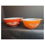 Pyrex Autumn Wheat Orange Mixing Bowls