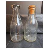 Kalamazoo One Quart Glass Milk Bottle and Clear Glass Milk Bottle with Aluminum Cap