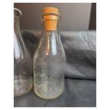 Kalamazoo One Quart Glass Milk Bottle and Clear Glass Milk Bottle with Aluminum Cap