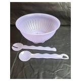NEW Tupperware Impressions Nesting Mixing  Bowl Set with Lids and Colander and Salad Server Set