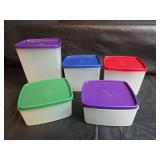 NEW Tupperware Square Container Set with Colored Lids
