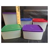NEW Tupperware Square Container Set with Colored Lids