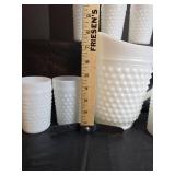 Hobnail Milk Glass Pitcher and Tumbler Set
