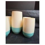 Vacron Turquoise and White Tumbler Set with Bowl