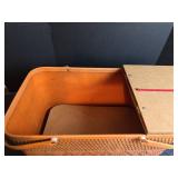 Woven Picnic Basket with Wooden Lid