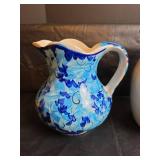 Decorative Ceramic Pitcher Set - Blue Floral & Heart Design