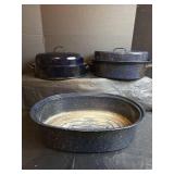 Blue Speckled Enamel Roasting Pans