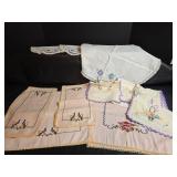 Hand Embroidered Peacock and Floral Linens