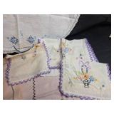 Hand Embroidered Peacock and Floral Linens