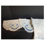 Hand Embroidered Peacock and Floral Linens