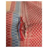 Handwoven Cotton Striped Tablecloth (needs mending) and 8 Placemats