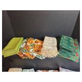 Mixed Lot of Decorative Cloth Napkins and Vinyl Tablecloths