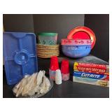 Holiday Bowl Collection Set with Woven Plate Holders, and Papergoods