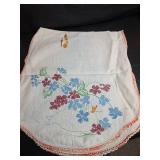 Hand Embroidered Floral Linens (has some staining)