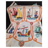 Nautical Theme Tablecloth with Sailing Scenes and Floral Tablecloth