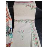 Nautical Theme Tablecloth with Sailing Scenes and Floral Tablecloth