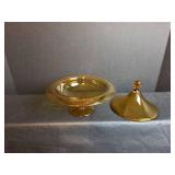 Depression Glass Collection - Amber Compote and Pink Dishes
