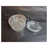 Cut Crystal Storage Jar with Floral Ashtray