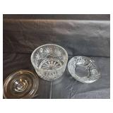 Cut Crystal Storage Jar with Floral Ashtray