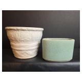 Marked USA White Ceramic and Turquoise Pottery Bowl