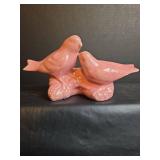 Pink Ceramic Bird Planter and Bunny Planter Set- Unmarked