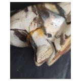 Vintage Art Deco Shell Vase with Dog Planter Figurine