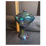 Indiana Glass Blue Carnival Wedding Bowl with Lid