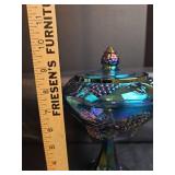 Indiana Glass Blue Carnival Wedding Bowl with Lid