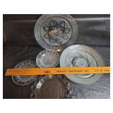 5 Vintage Cut Glass Dinner Plates  with 3 Condiment Plates
