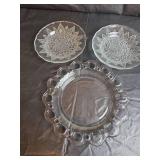 5 Vintage Cut Glass Dinner Plates  with 3 Condiment Plates
