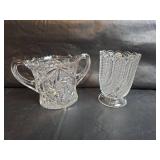 Vintage Cut Glass Tableware Collection - Sugar Bowl, Creamer and Celery Vase