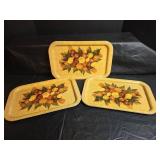Set of 6 Vintage Metal Floral TV Dinner Trays