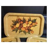 Set of 6 Vintage Metal Floral TV Dinner Trays