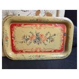 3 Decorative Metal Serving Trays and 1 Wood Tray Made in Japan