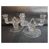Elegant Pressed Glass Double-Light Crystal Candelabra