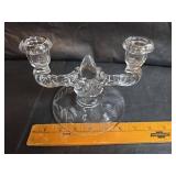 Elegant Pressed Glass Double-Light Crystal Candelabra