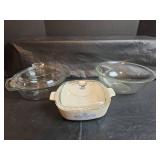 Corning Casserole Dish, AnchorHocking Casserole Dish and Glass Mixing Bowl