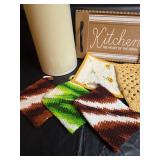 1970s Coffee Dispenser, Pot Holders and Deco Sign