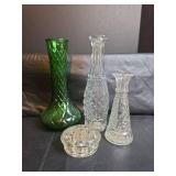 Decorative Vintage Glass Vases and Vintage Glass Flower Frog