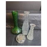 Decorative Vintage Glass Vases and Vintage Glass Flower Frog