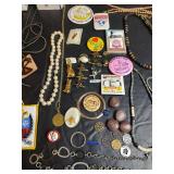 Mixed Jewelry Lot - Necklaces, Pins and Memorabilia