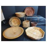 Vintage Wooden Bowl and Wicker Basket Collection