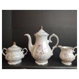 Vintage Wintering Bavarian China Made in Germany, Porcelain Rose Pattern Tea Set