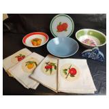 Tea Towels, Serving Bowls and Napkin Holder