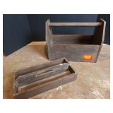 Wooden Red Toolbox with Tray